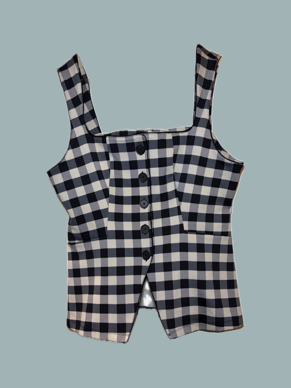 Maeve for Anthropologie | Black and White Gingham Button-Front Tank
